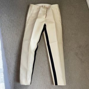 J.crew silk ivory pant with inside black stripe
